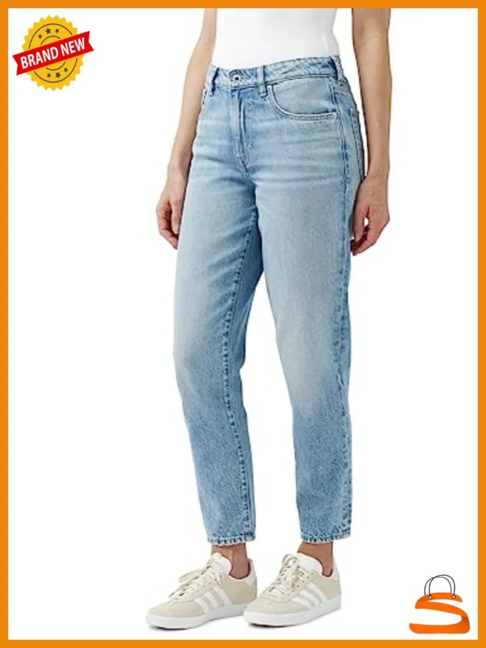 Women's High-Rise Mom Jeans - Cotton Spandex Tapered Leg Regular Fit 5-Pocket